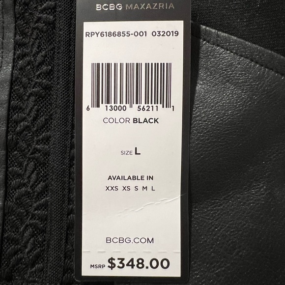 BCBGMAXAZRIA Vegan leather & lace flare dress, NWT - Picture 8 of 9